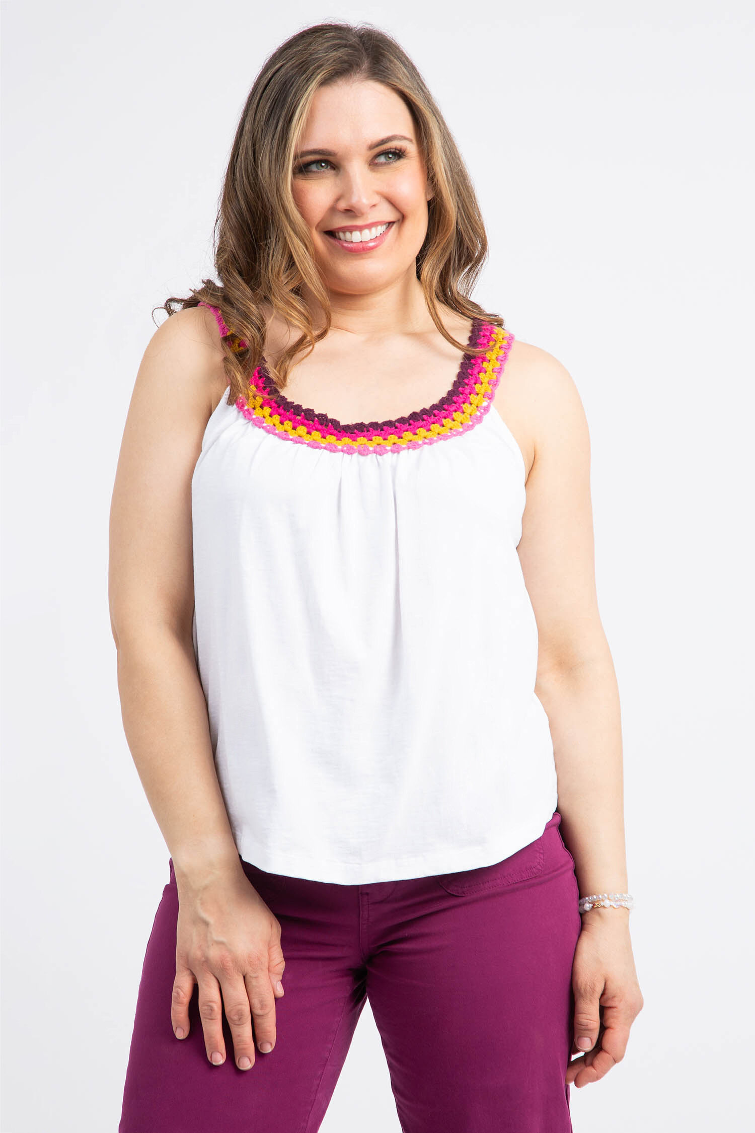 Crochet Neckline Sleeveless Top Image 1