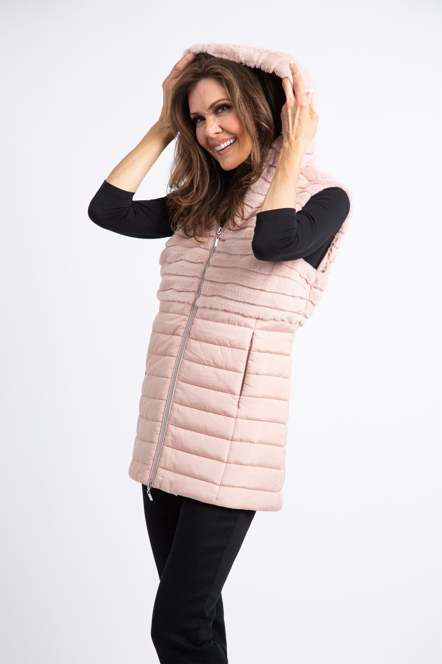 Faux Fur Hooded Vest  Image 3