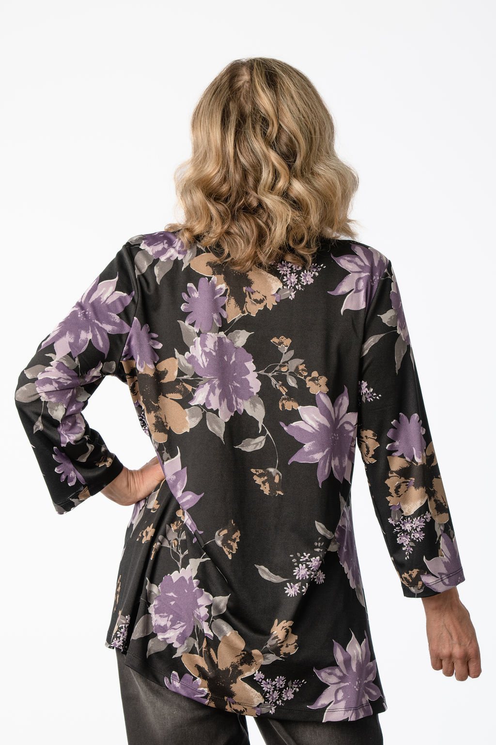 Violet Floral Front-Pleat Shirt Image 3