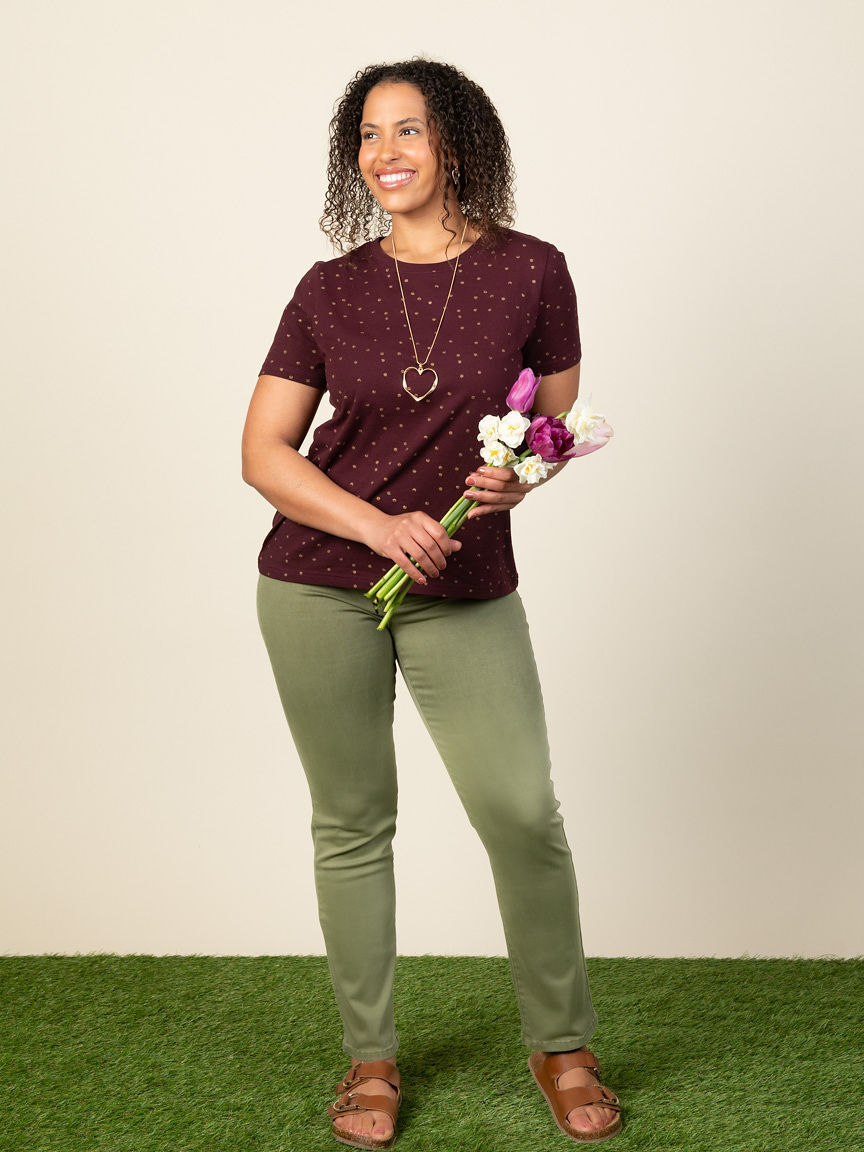 Short Sleeve with All Over Foil Print Top Image 2