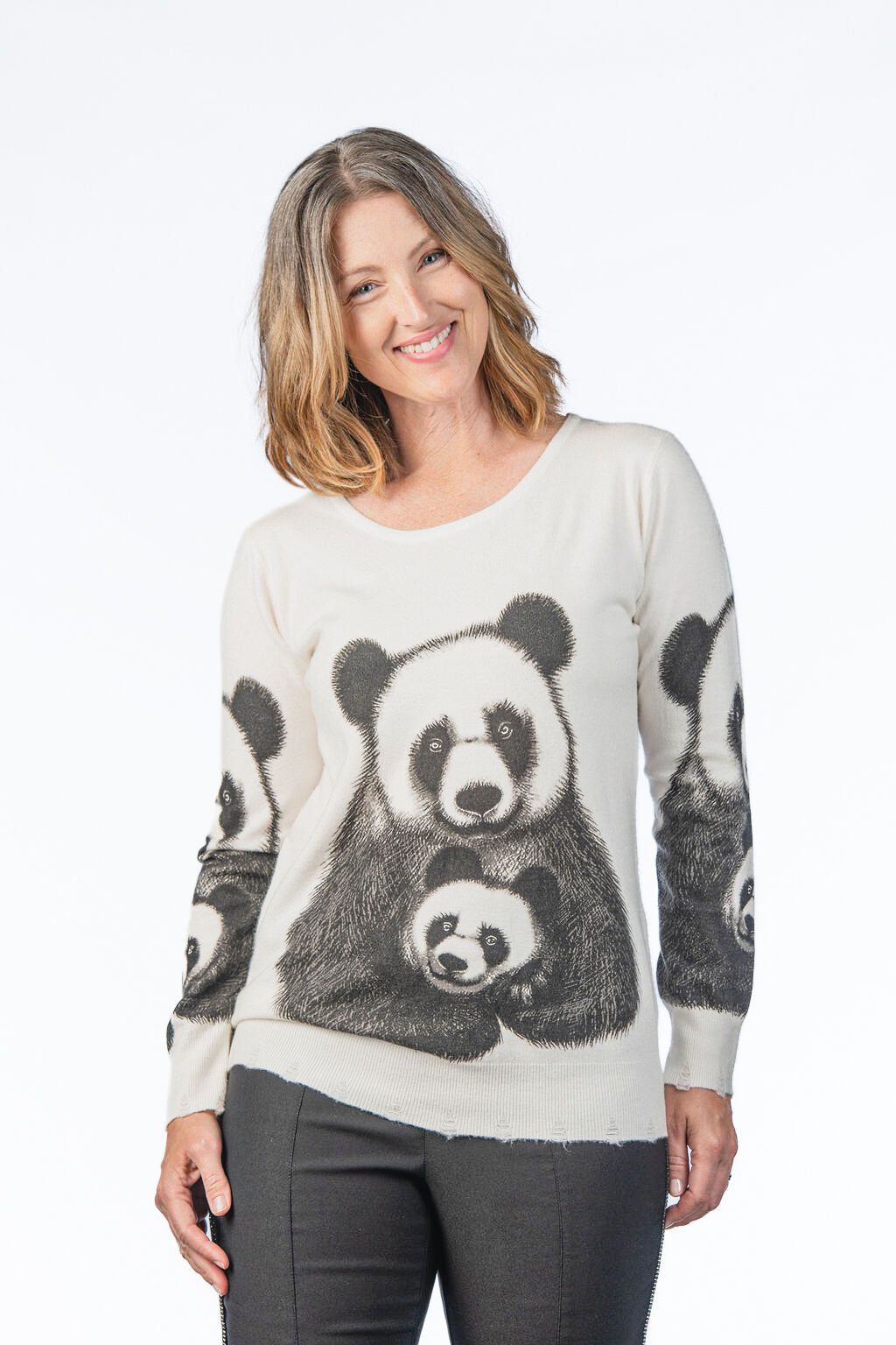 Baby Panda White Cozy Soft Sweater Image 1