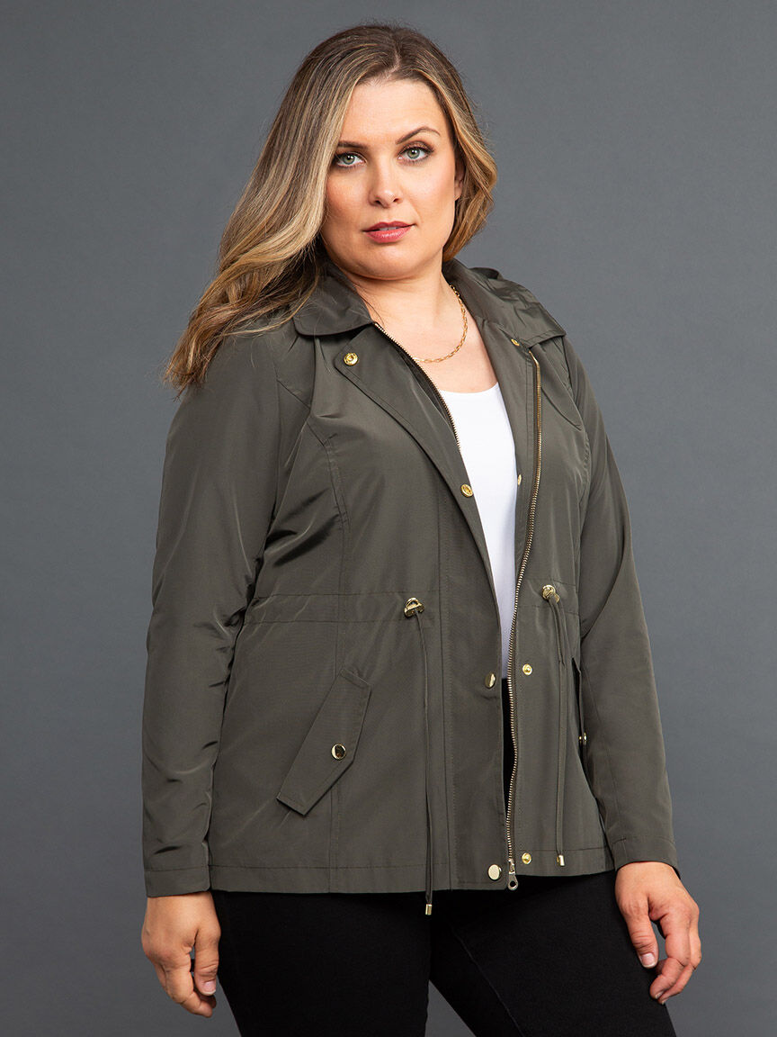 Lined Raincoat w/ Cinched Waist