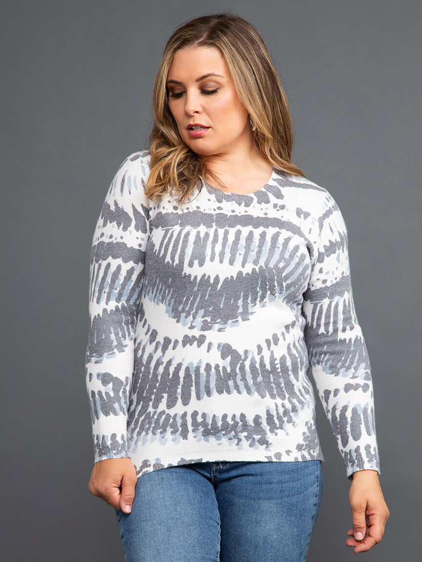 Soft Knit Tye-Dye Print Sweater