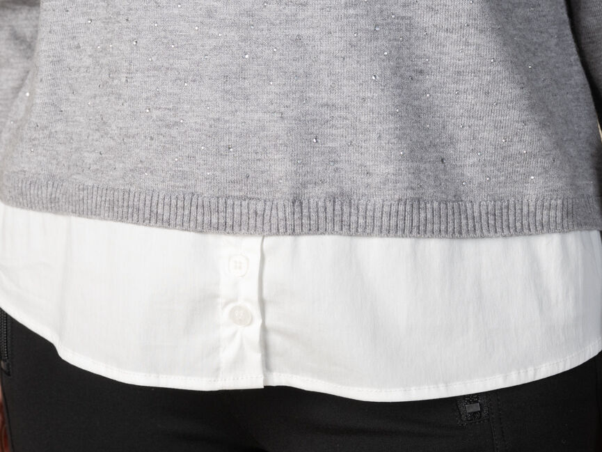 Long Sleeve Fooler Sweater With Pearls