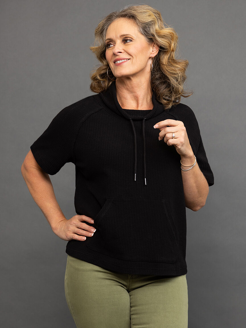 Waffle Knit Funnel Neck Top  Image 2