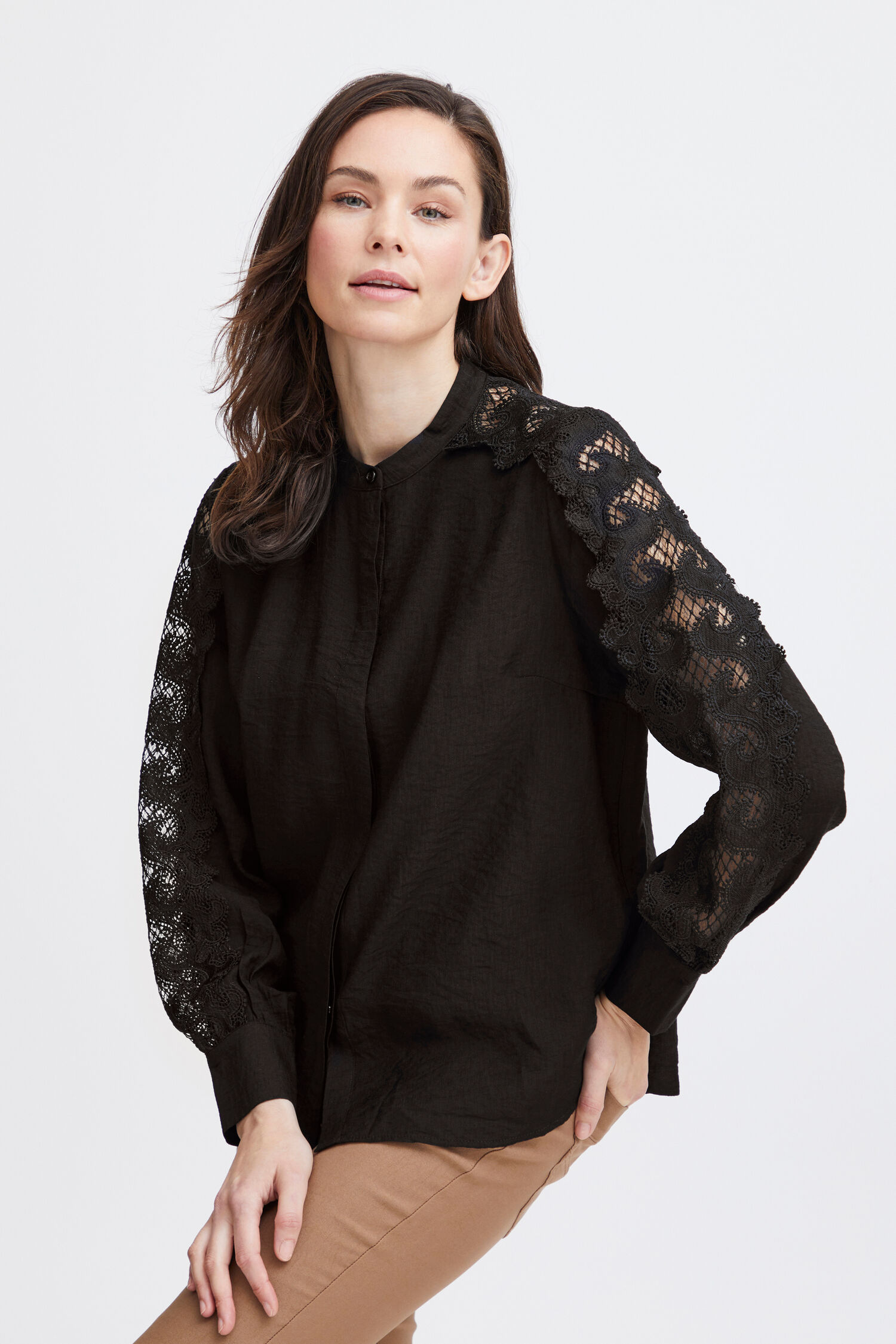 Lace Sleeve Blouse, Cream