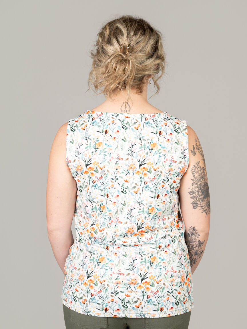 Sleeveless Mixed Media Top