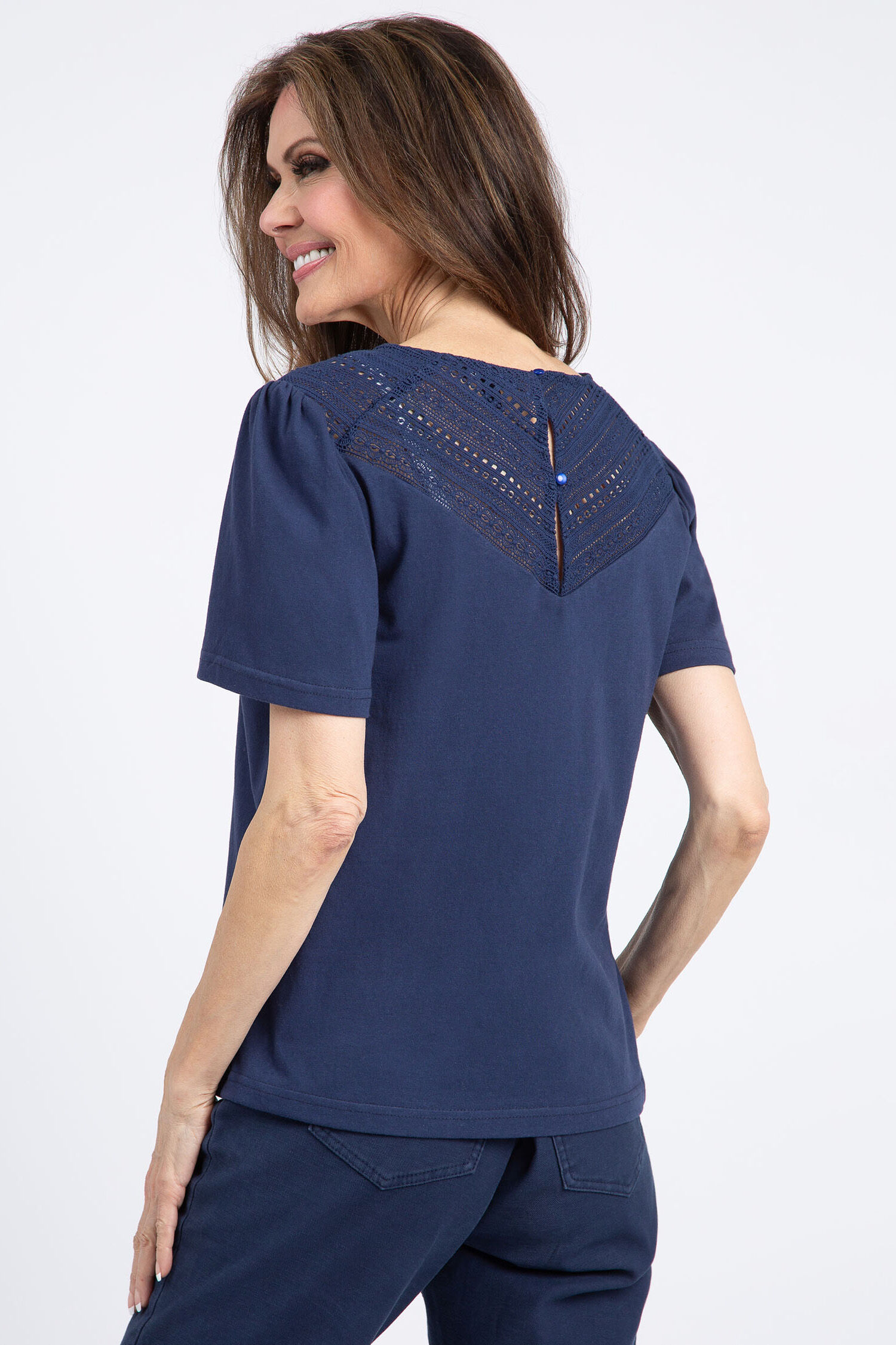 Short Sleeve Top w/ Lace Detail Image 3