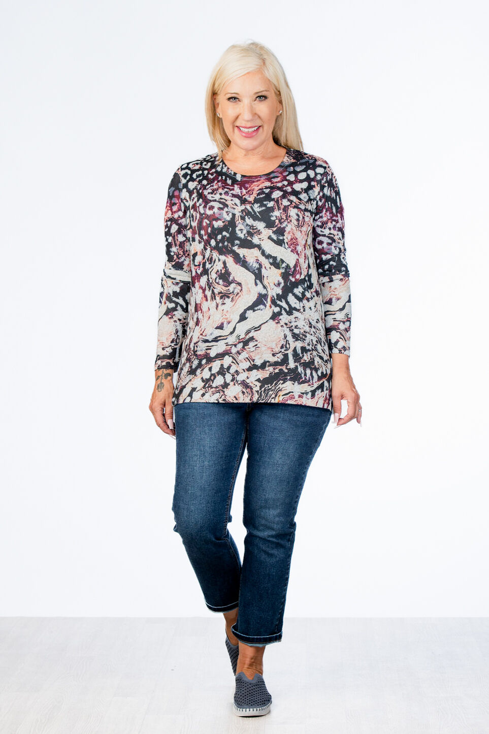 Multi-Print Multi-Colored Animal Heathered Shirt Image 3