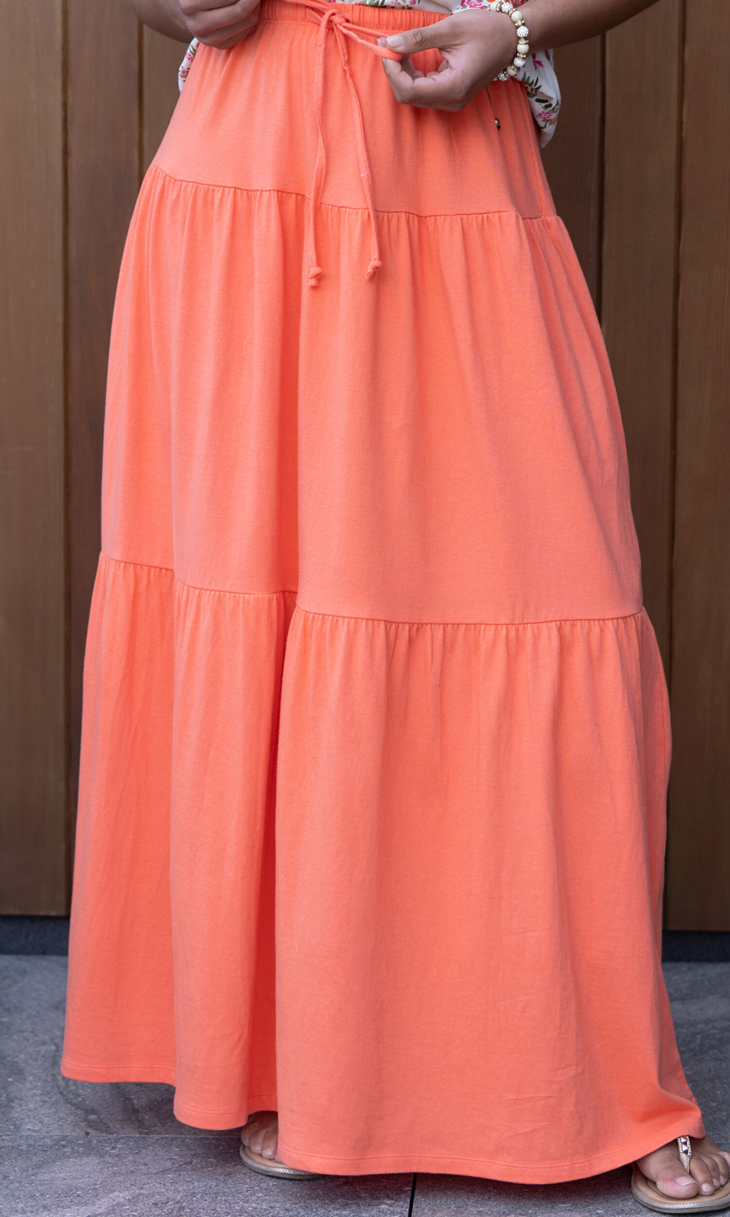 100% Cotton Tiered Maxi Skirt Image 2