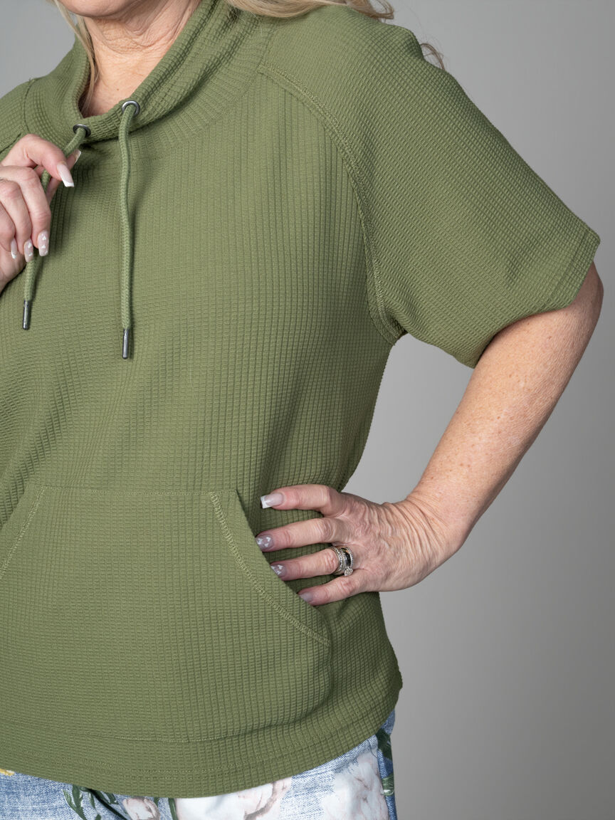 Short Sleeve Funnel Neck Top