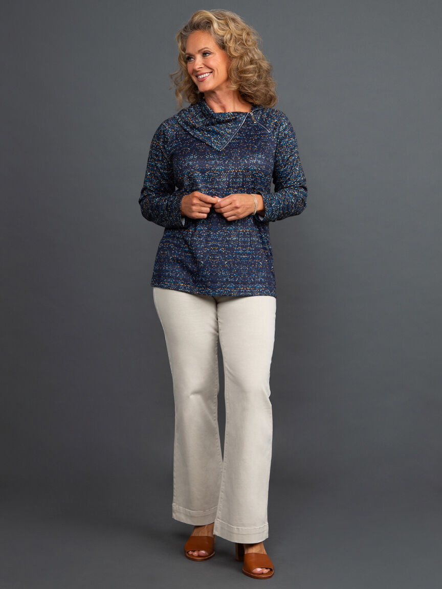 Long Sleeve Top w/ Zippered Mock Neck Image 1