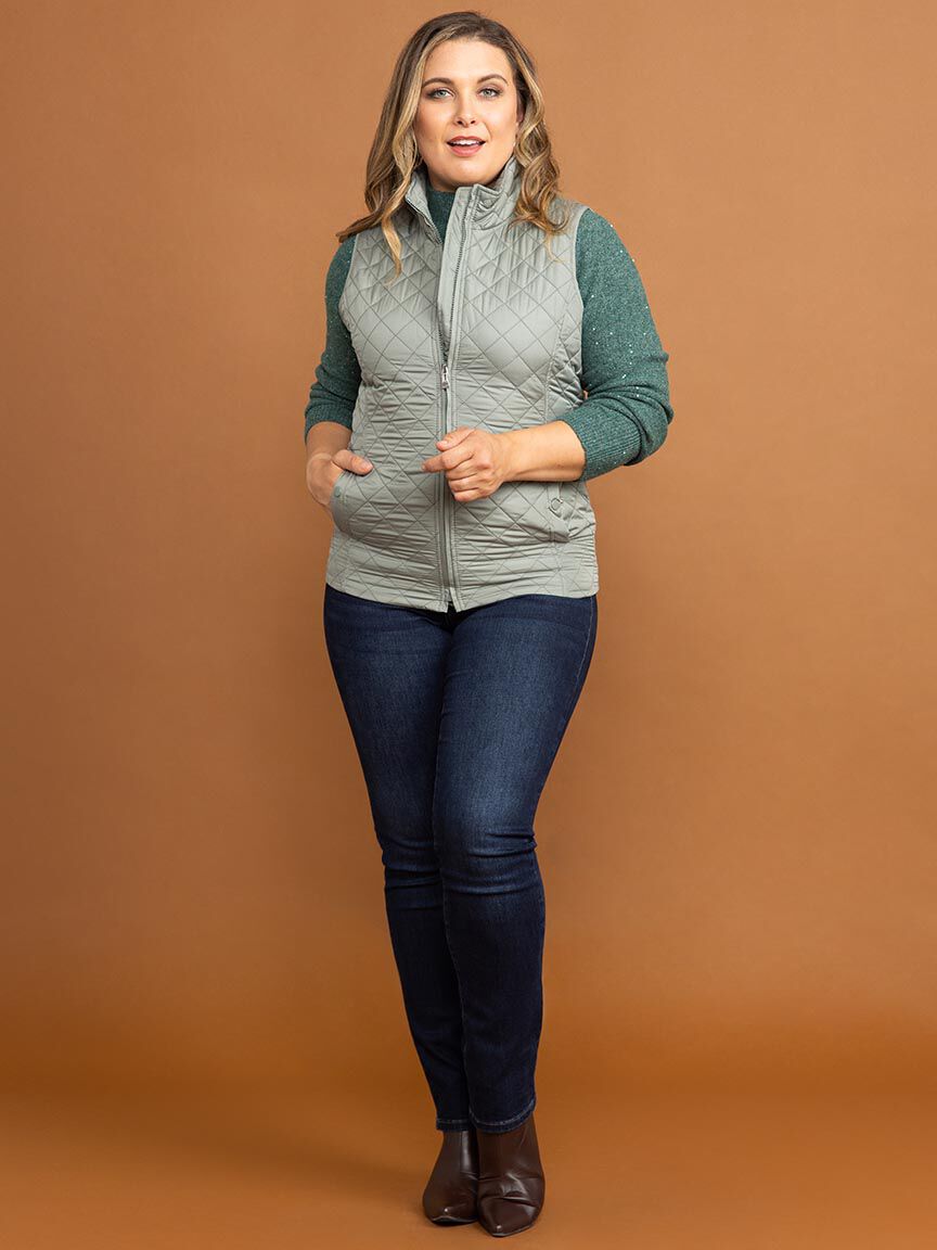 Quilted Zip-Up Vest Image 1