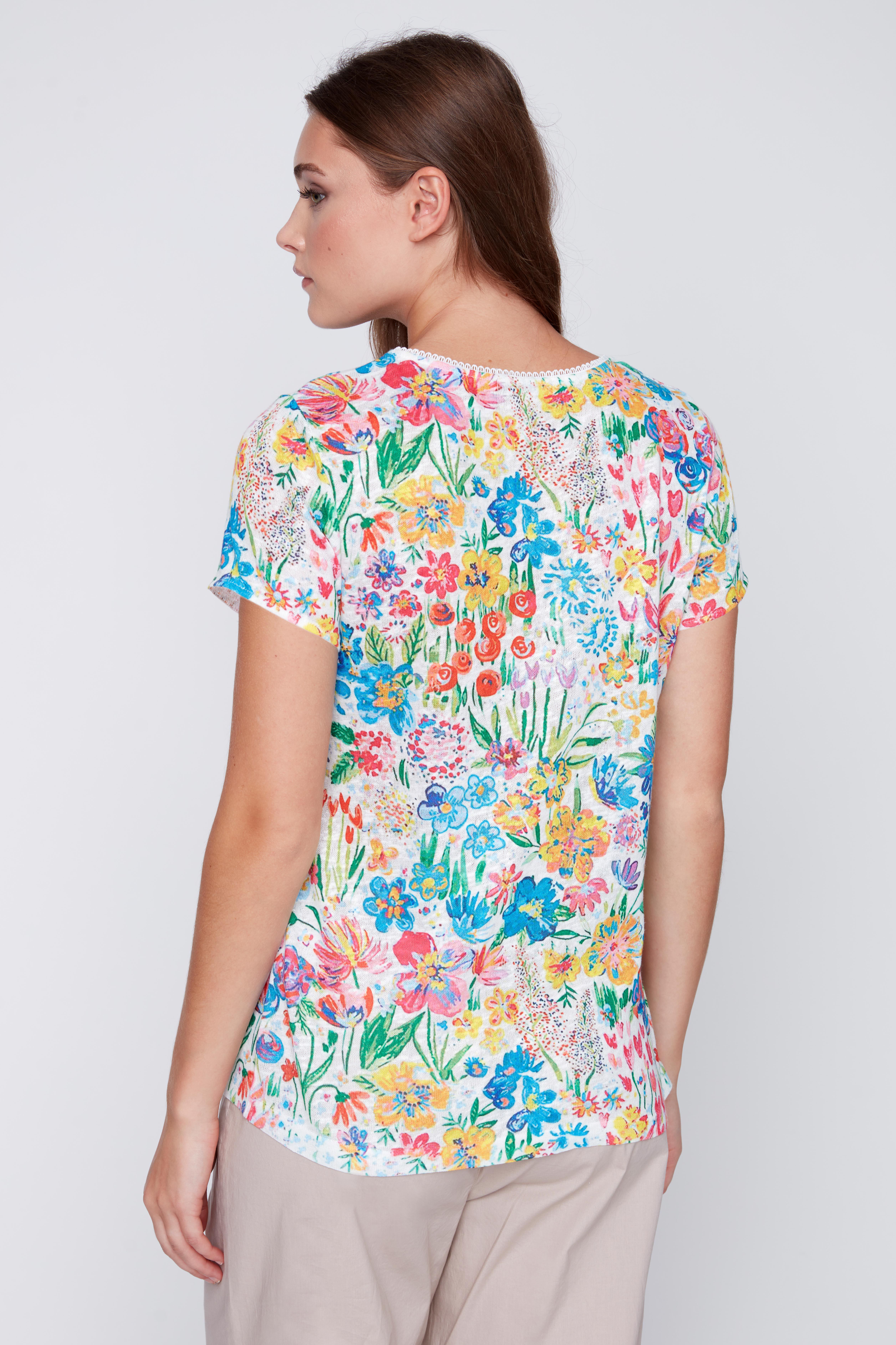 Floral Rhinestone Knit Tee Image 2