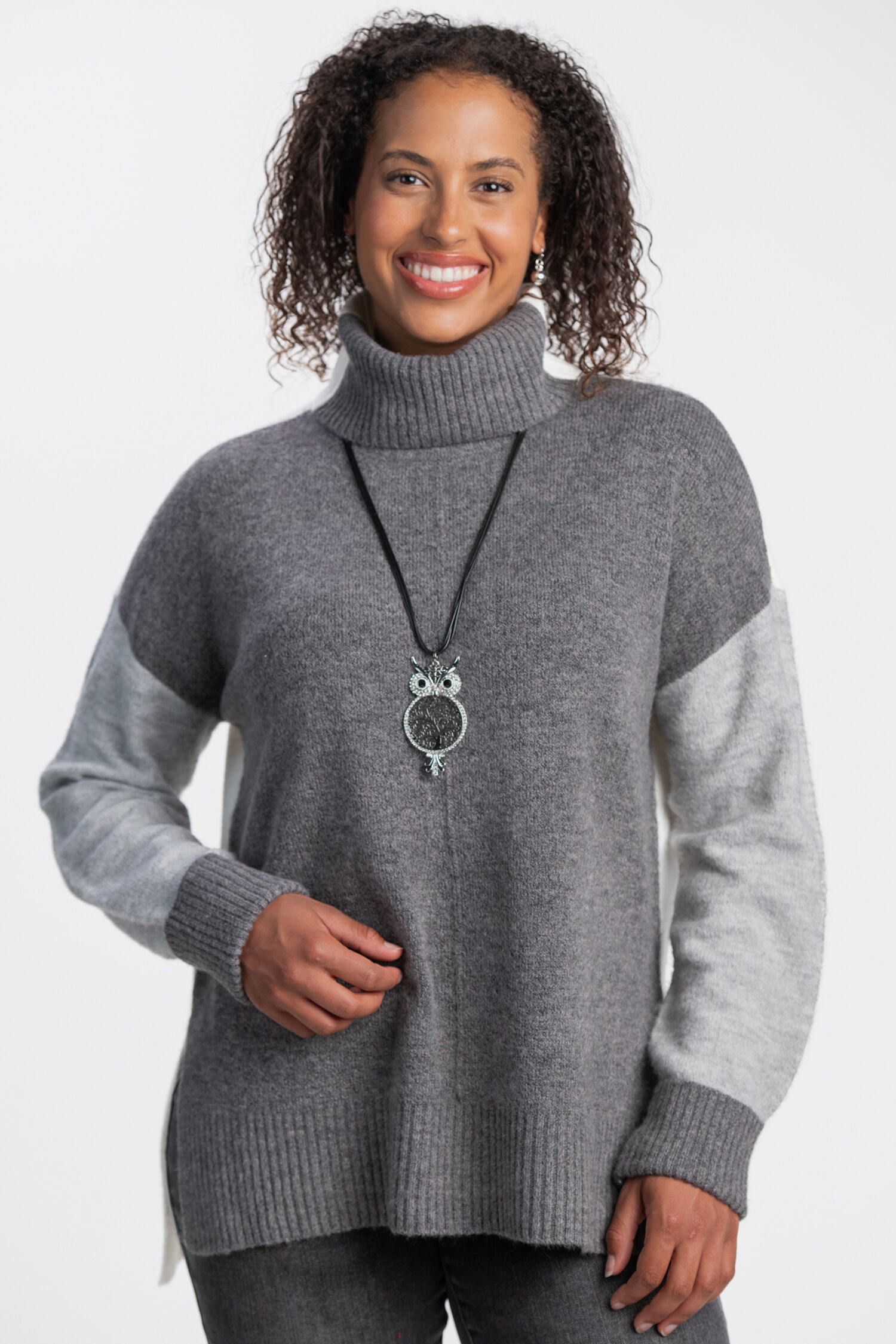 Cowl Neck Color Block Sweater  Image 3