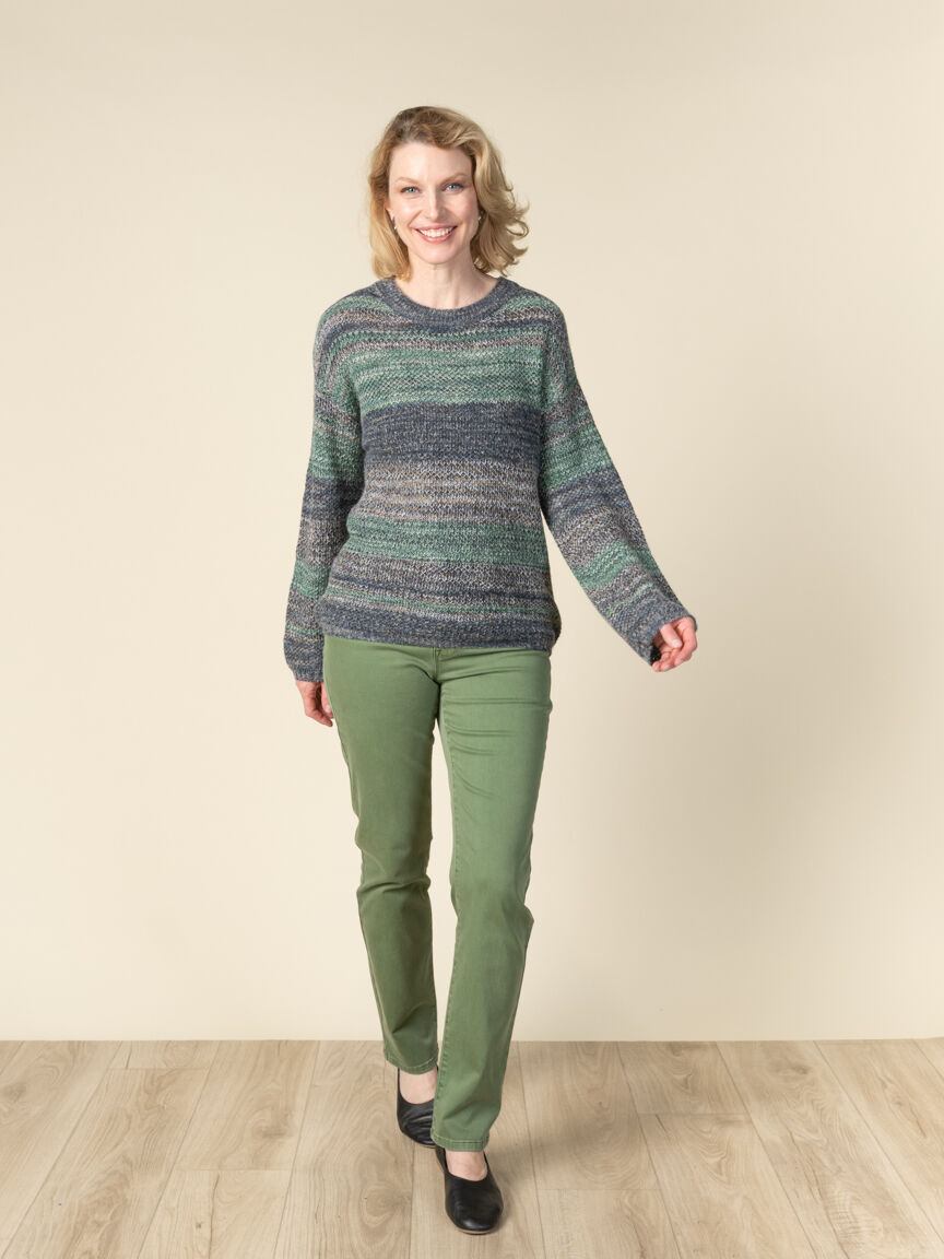 Long Sleeve Drop Shoulder Knit Sweater Image 1