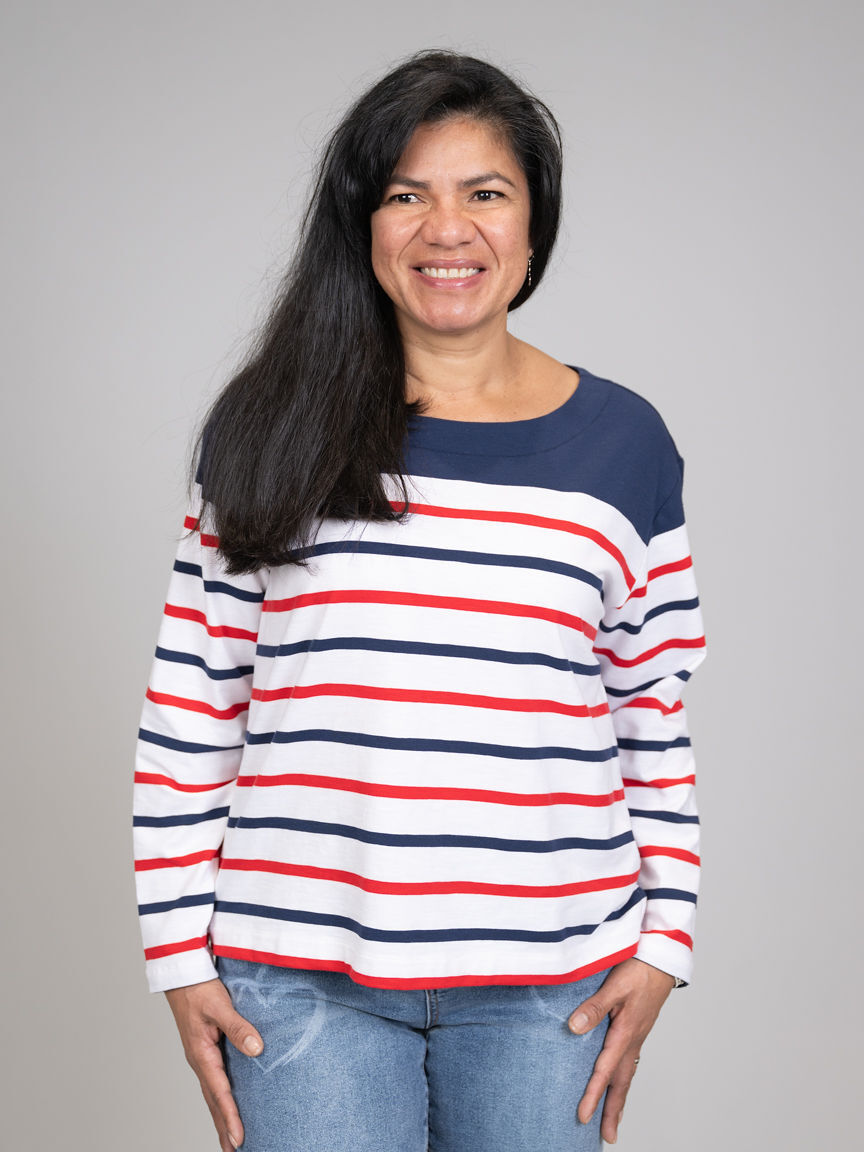 Long Sleeve Boat Neck Top Image 1