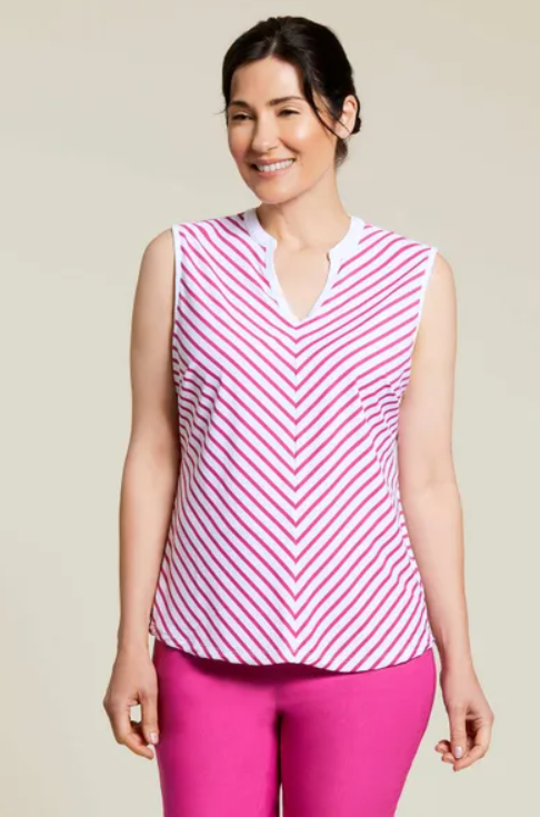 Performance Striped Sleeveless Top Image 1