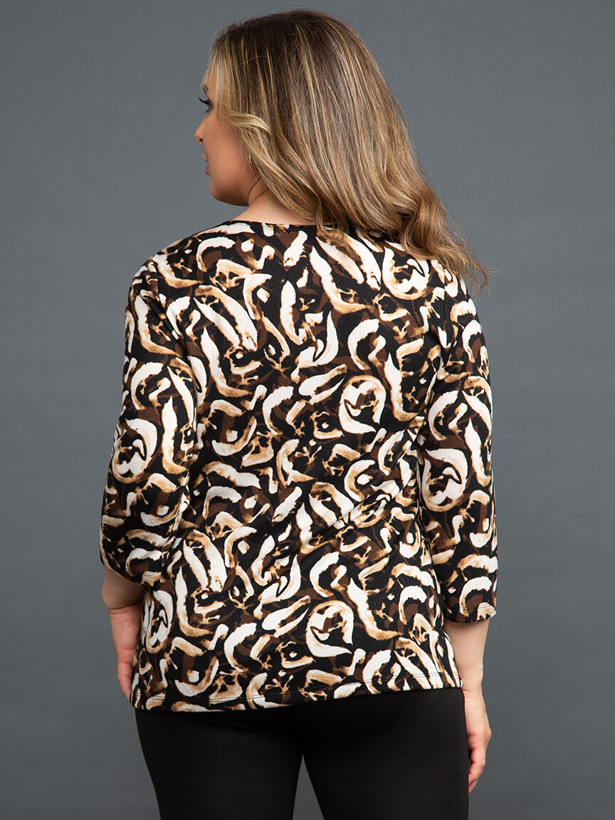 Draped Neck Floral Hatchi Top Image 4