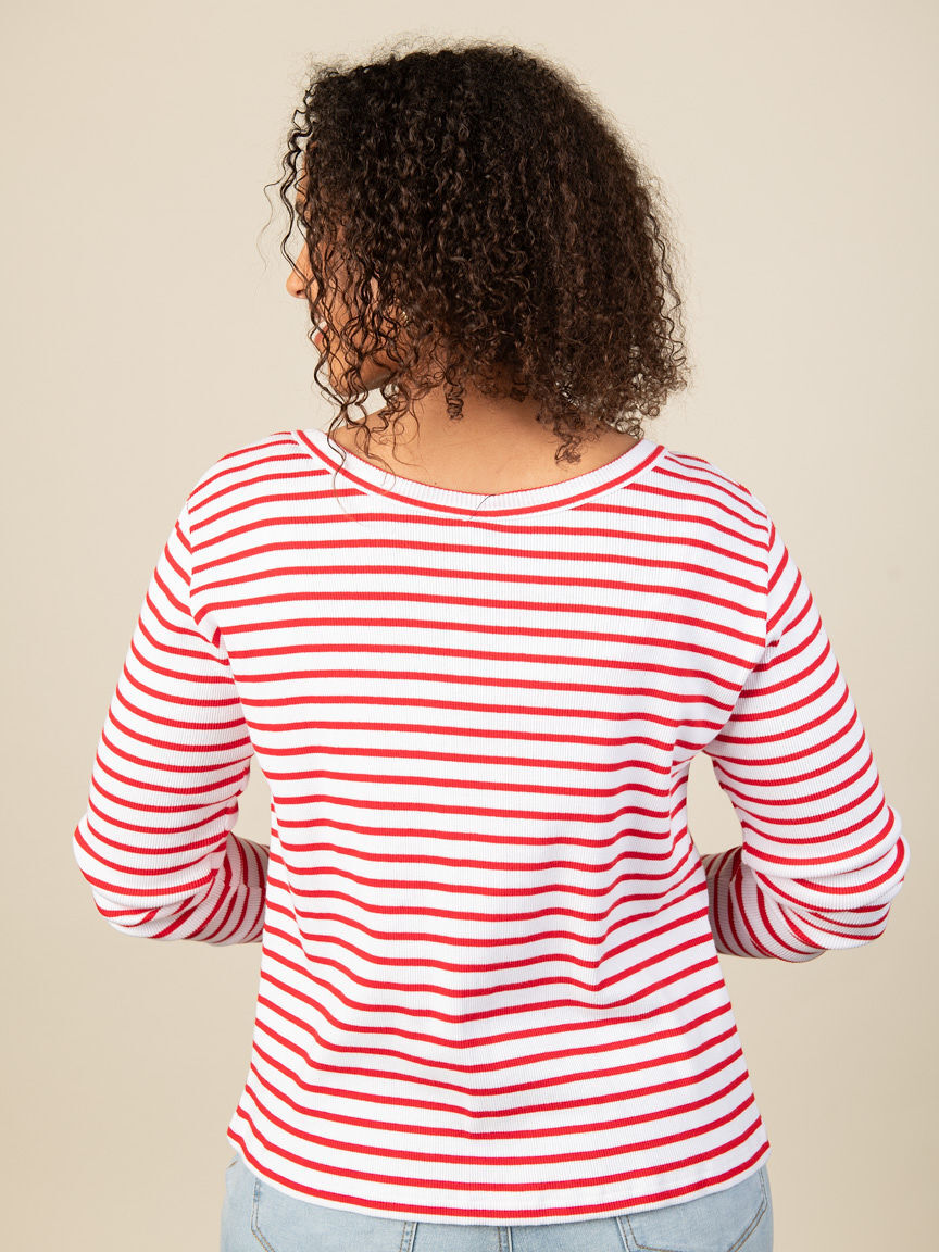 Baby Rib Stripe Wear  Button-Down Cardigan