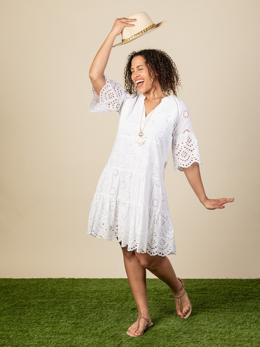 Cotton Eyelet Swing Dress Image 5