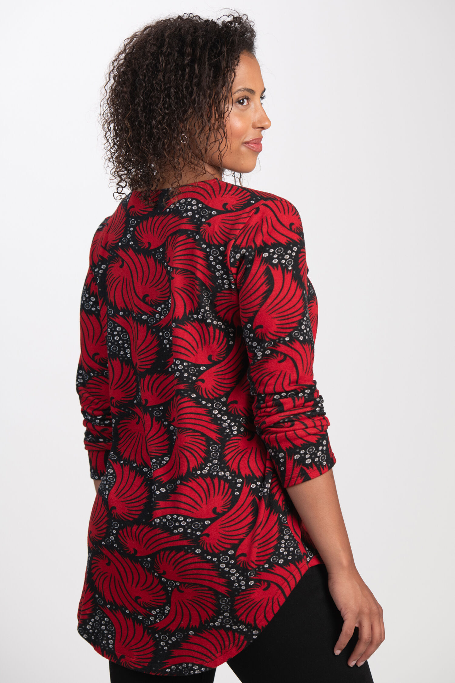 &frac34; Sleeve Zippered V-Neck Top  Image 2