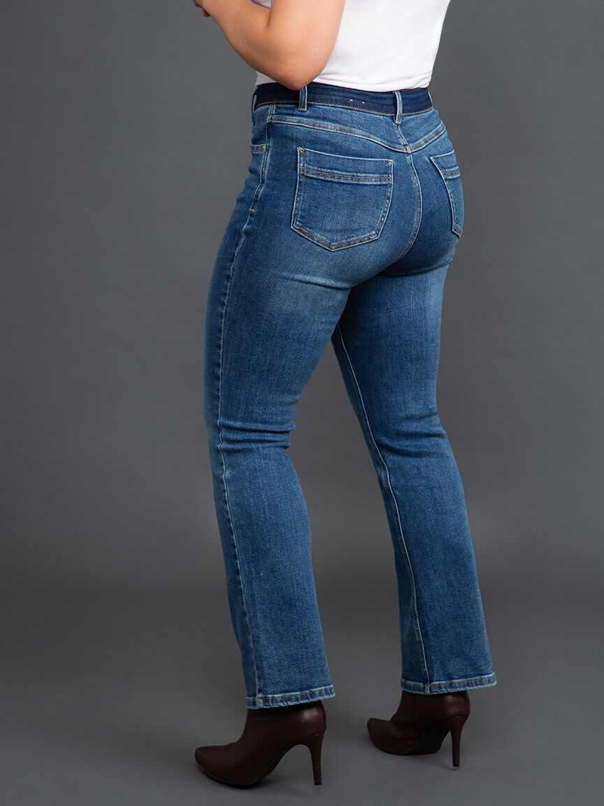Brooke High-Rise Microflare Jeans w/ Contrast Waistband Image 4
