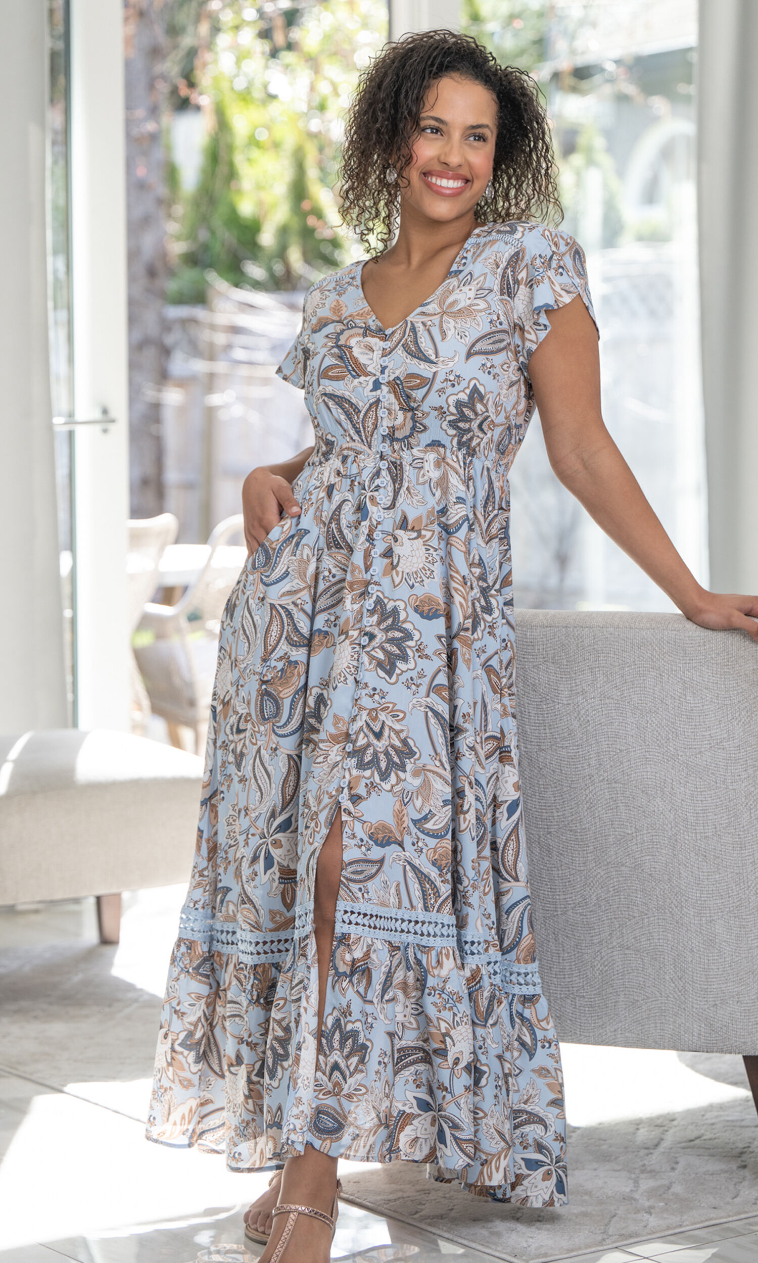 Flutter Sleeve Maxi Dress
