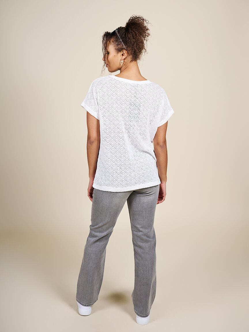 Short Sleeve Crochet Sweater 