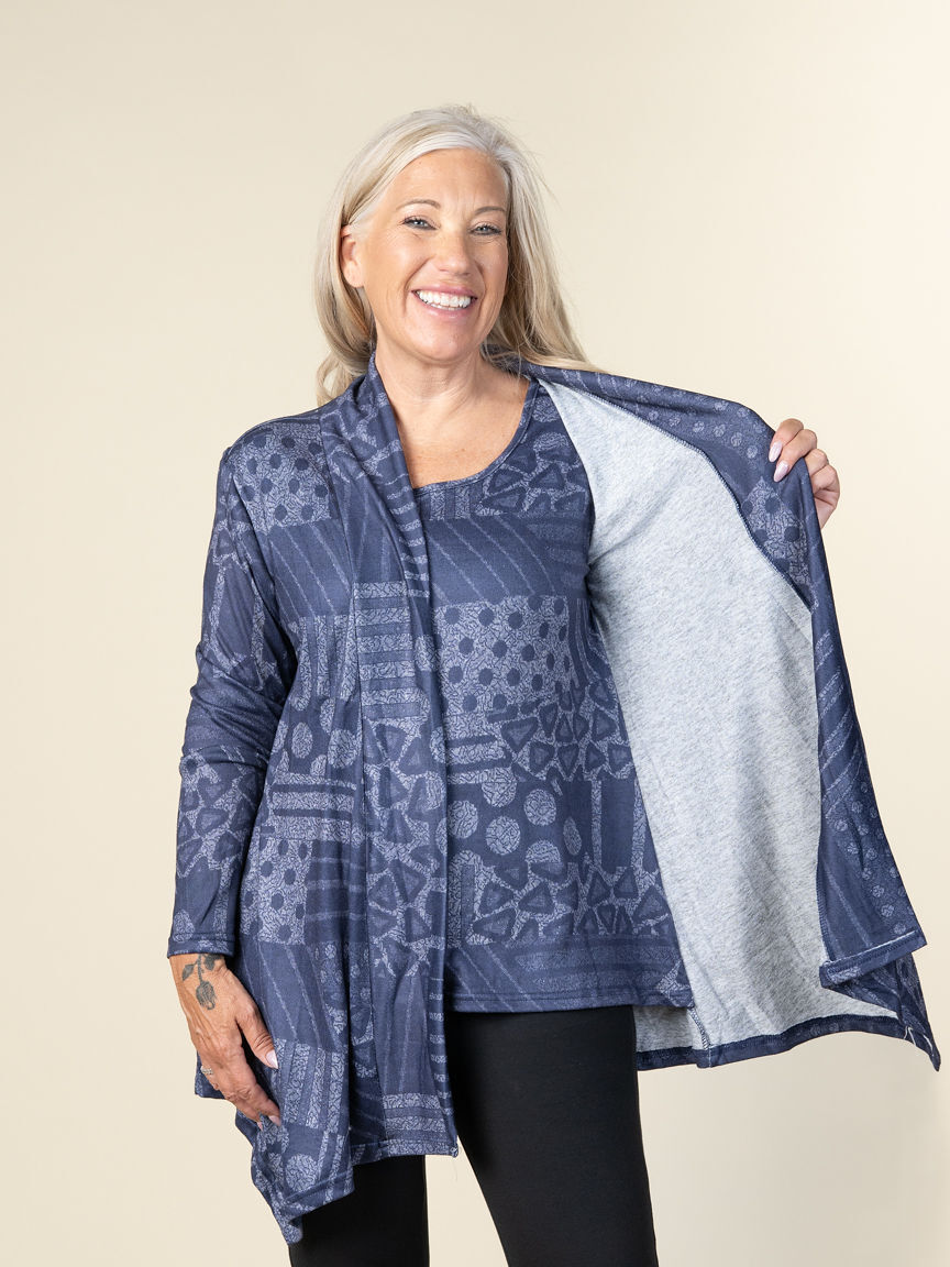 Long Sleeve Top With Built In Cardigan