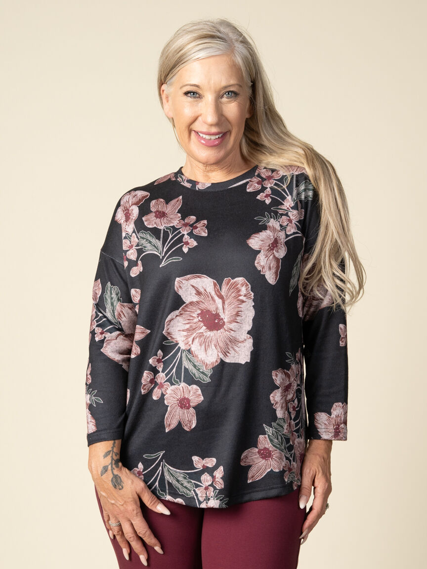 3/4 Sleeve Top Crew Neck 