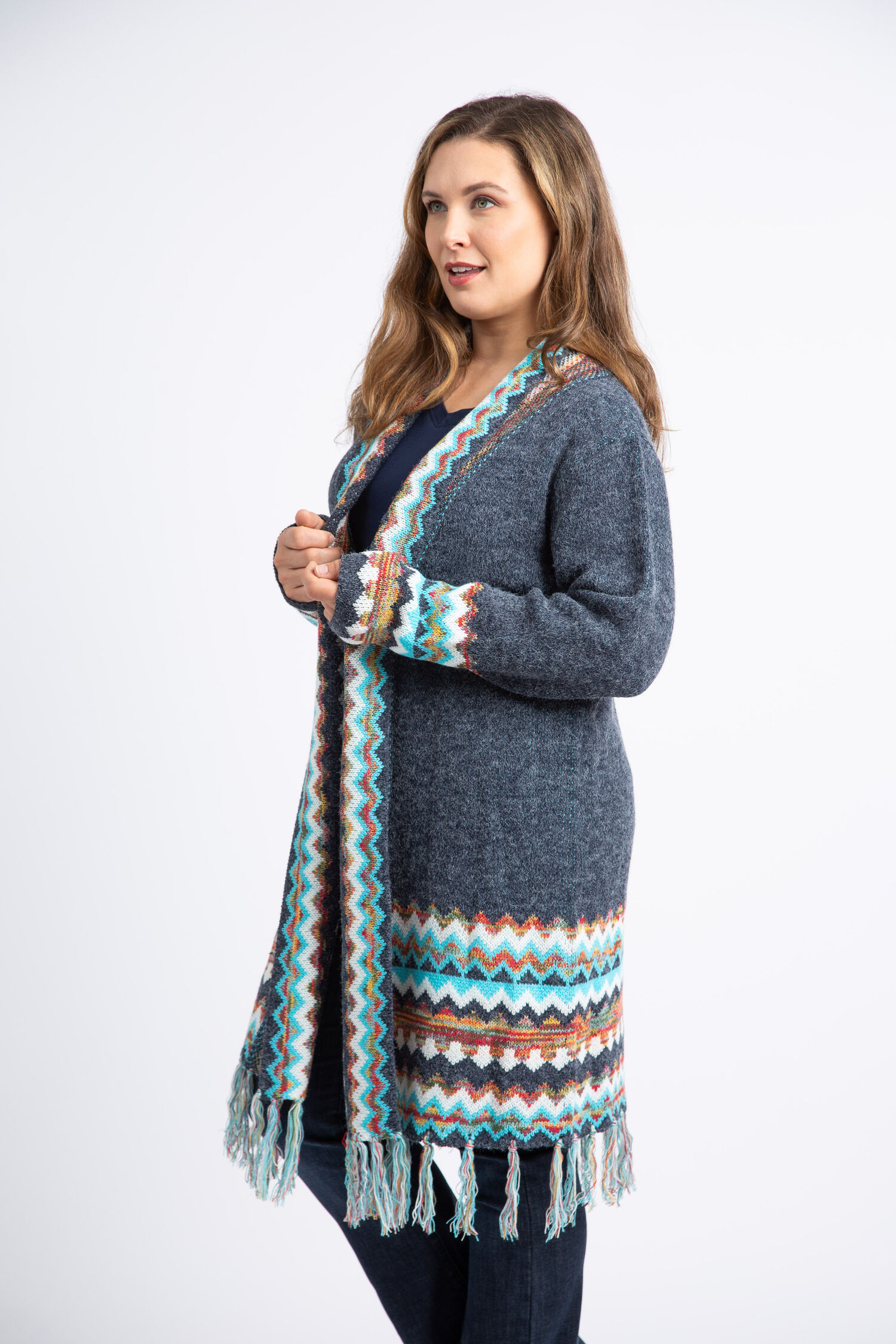 Global Knit Fringe Cardigan Image 3