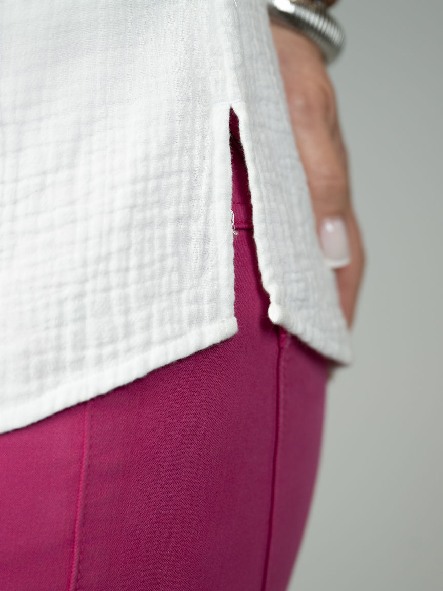 Sleeveless Blouse With Embroidered Yoke