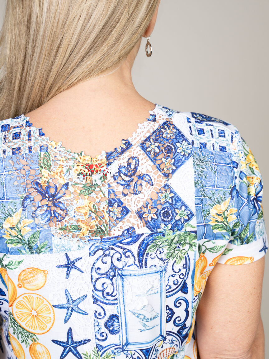 Short Sleeve Knee Dress With Cochet Back