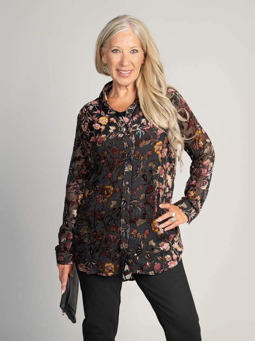Floral Burnout Blouse