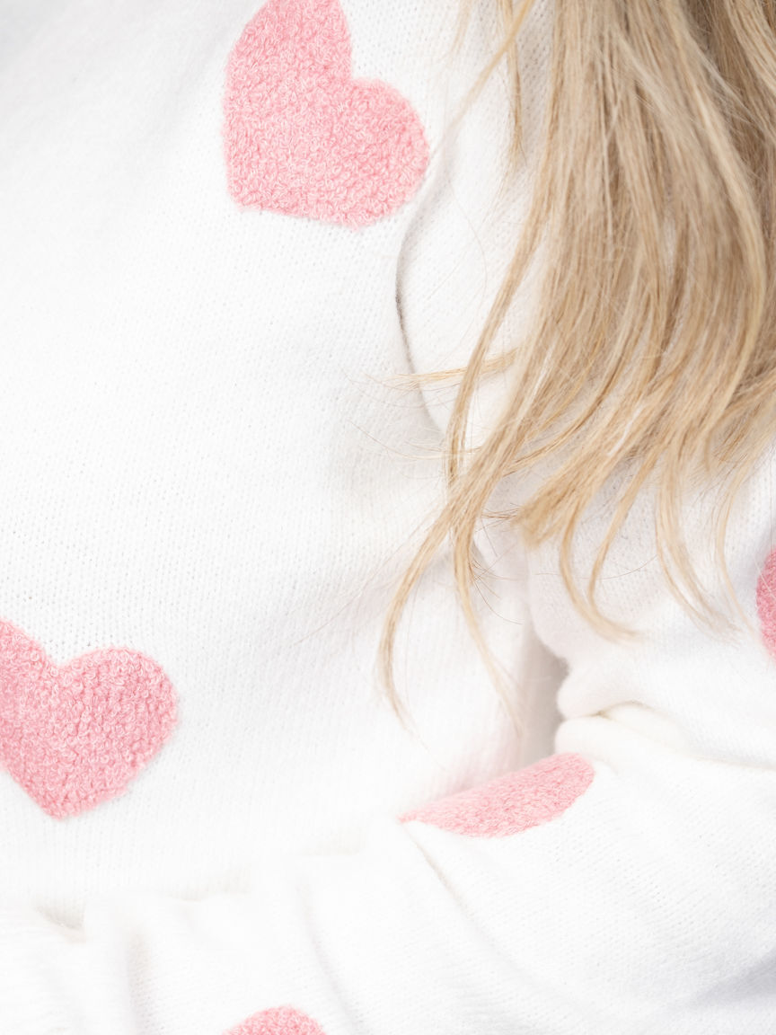 Crew Neck Sweater With Hearts