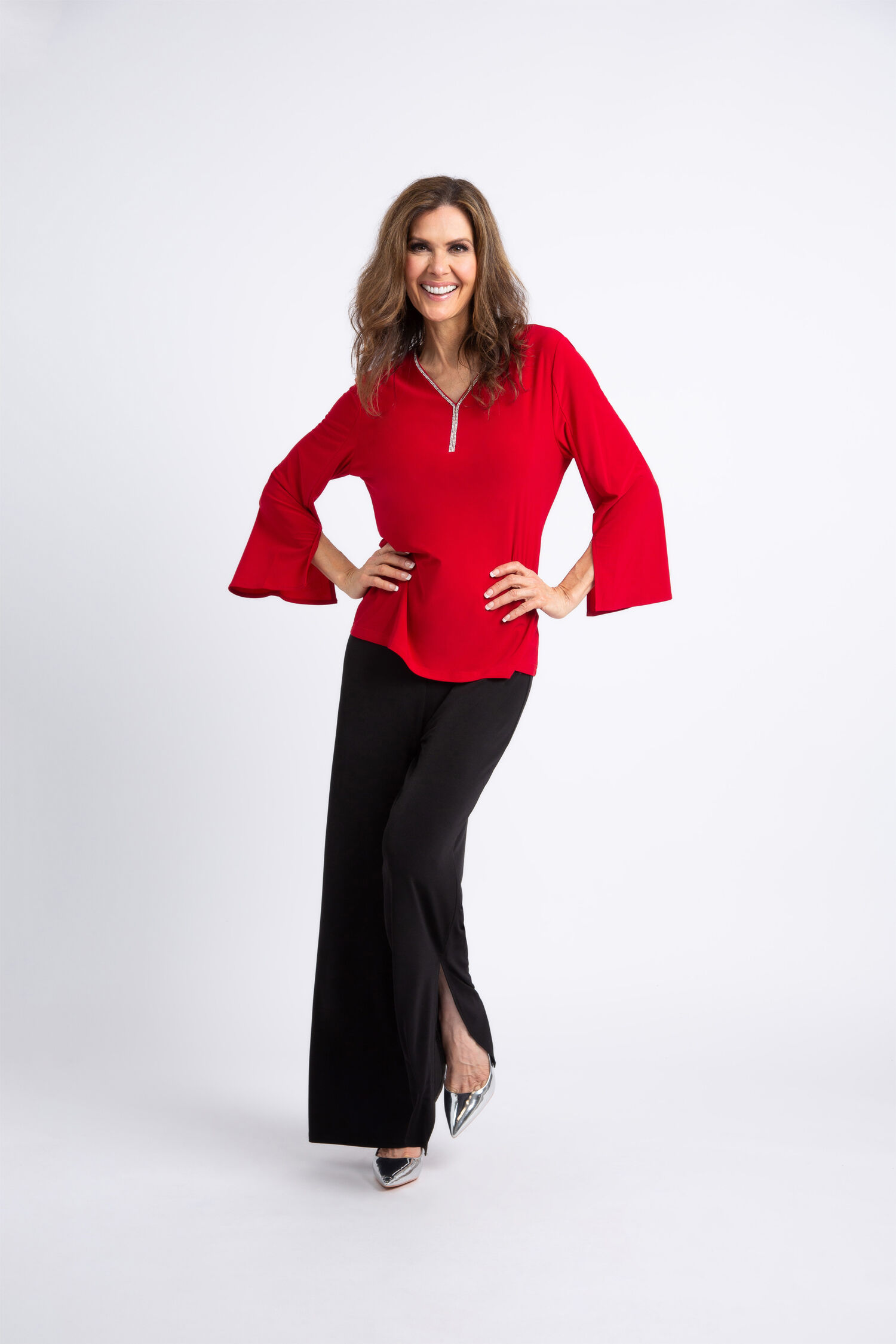 Jeweled V-Neck Blouse Image 1