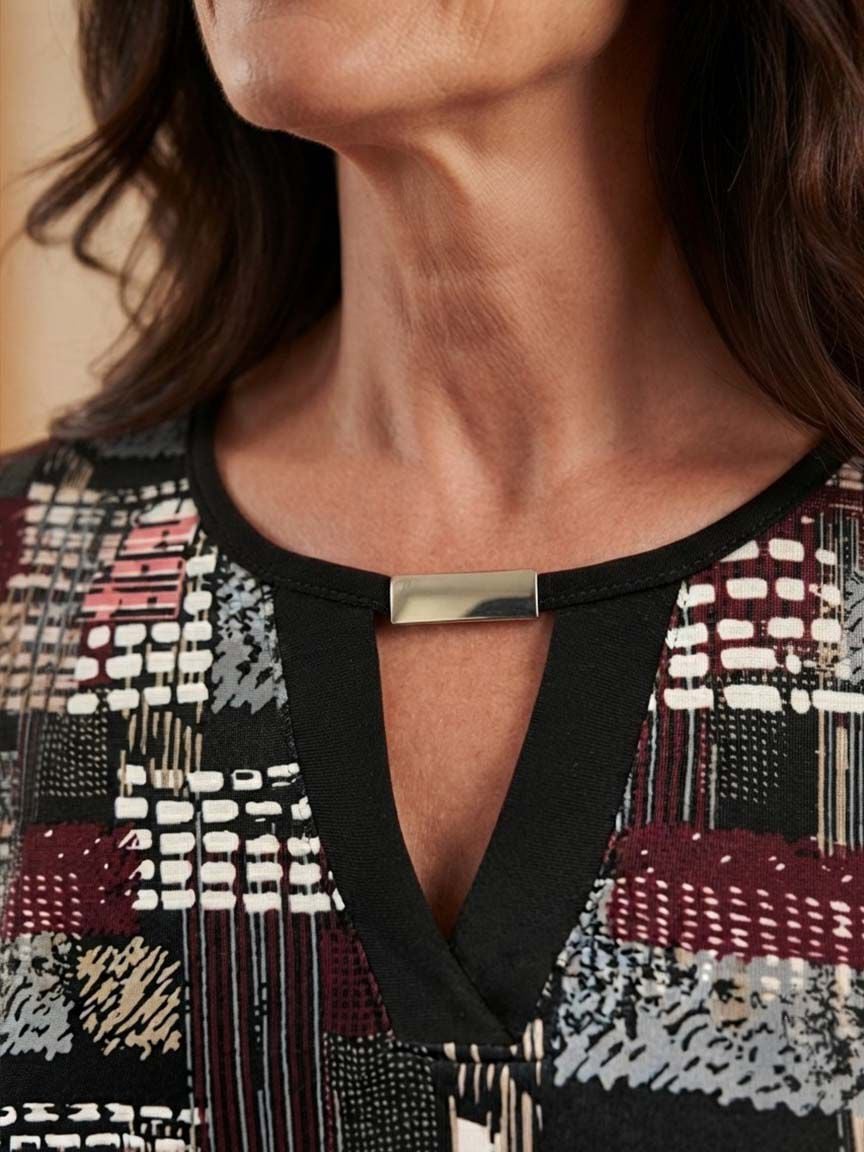 3/4 Sleeve Patchwork Top