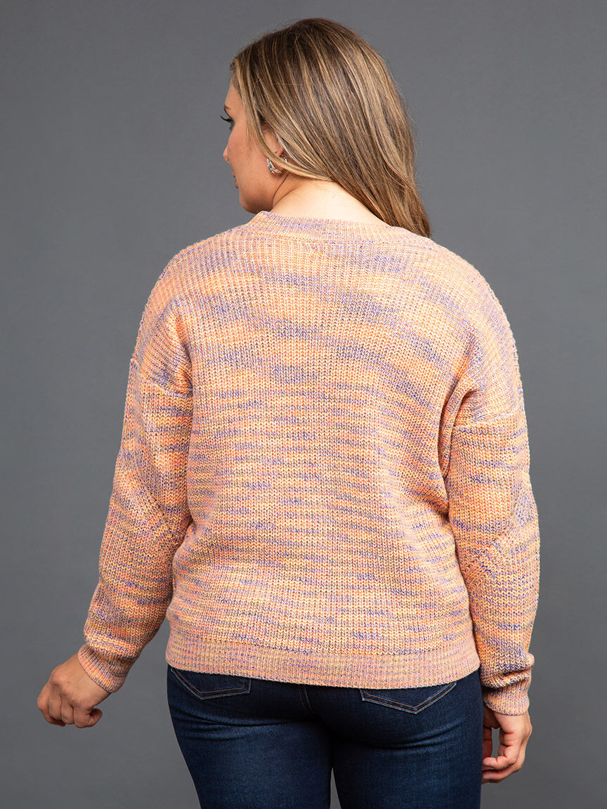 Long Sleeve Space Dyed Knit Sweater