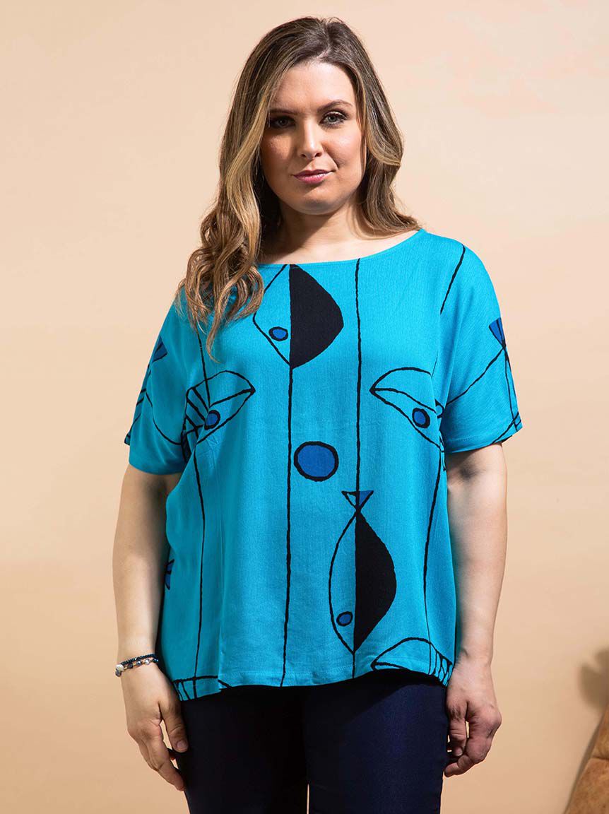 Oversize Fish Print Top Image 2