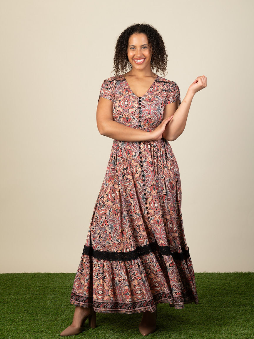 Short Sleeve Maxi Dress with Pockets Image 1