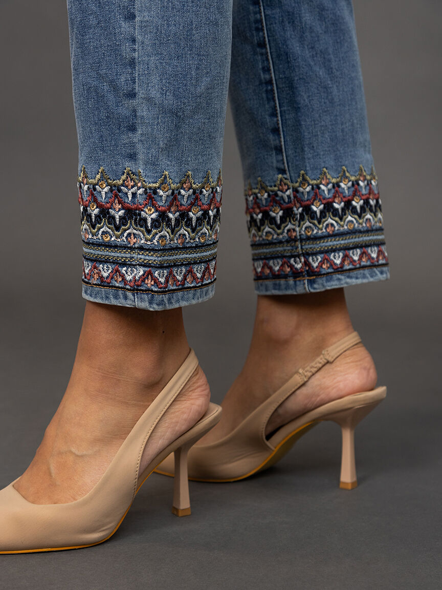 Audrey Straight Leg Jean with Embroidery  Image 5