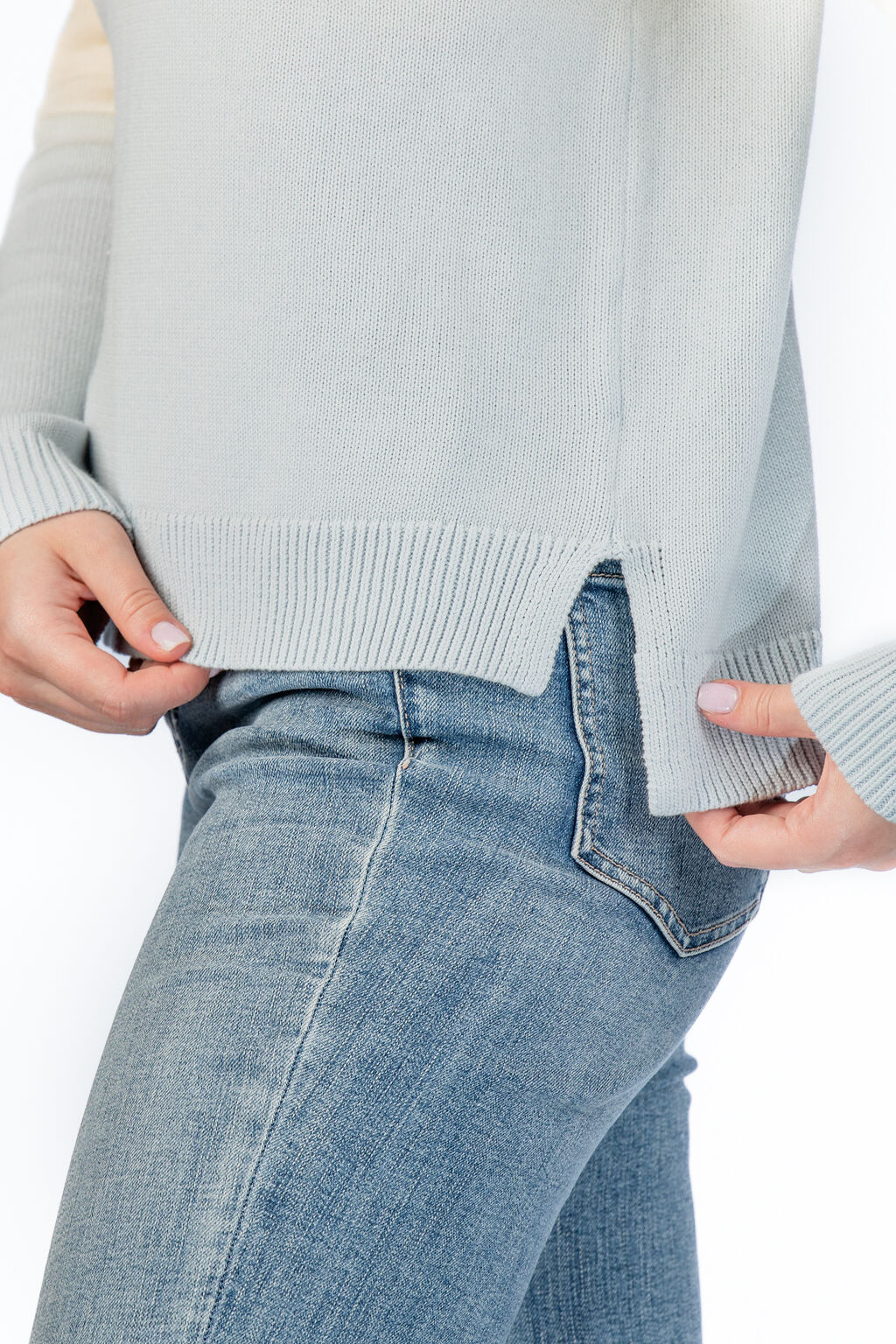 Ombre Hi-Lo Cotton Sweater Image 4