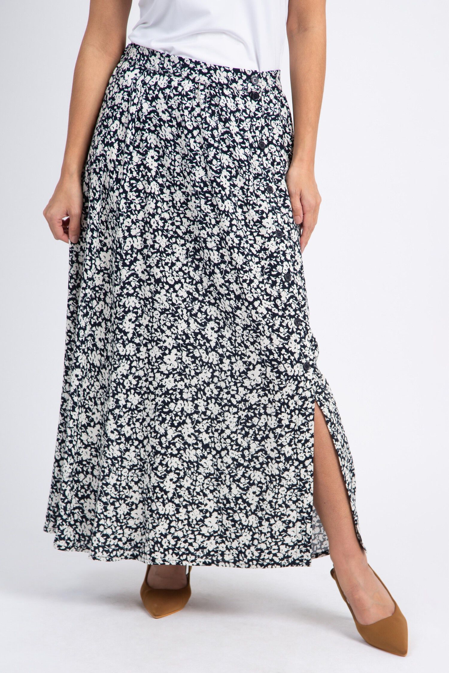 Button Down Floral Maxi Skirt Image 1