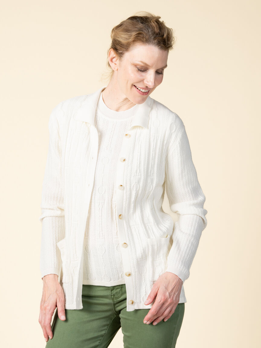 Long Sleeve Cable Knit Sweater Twin Set