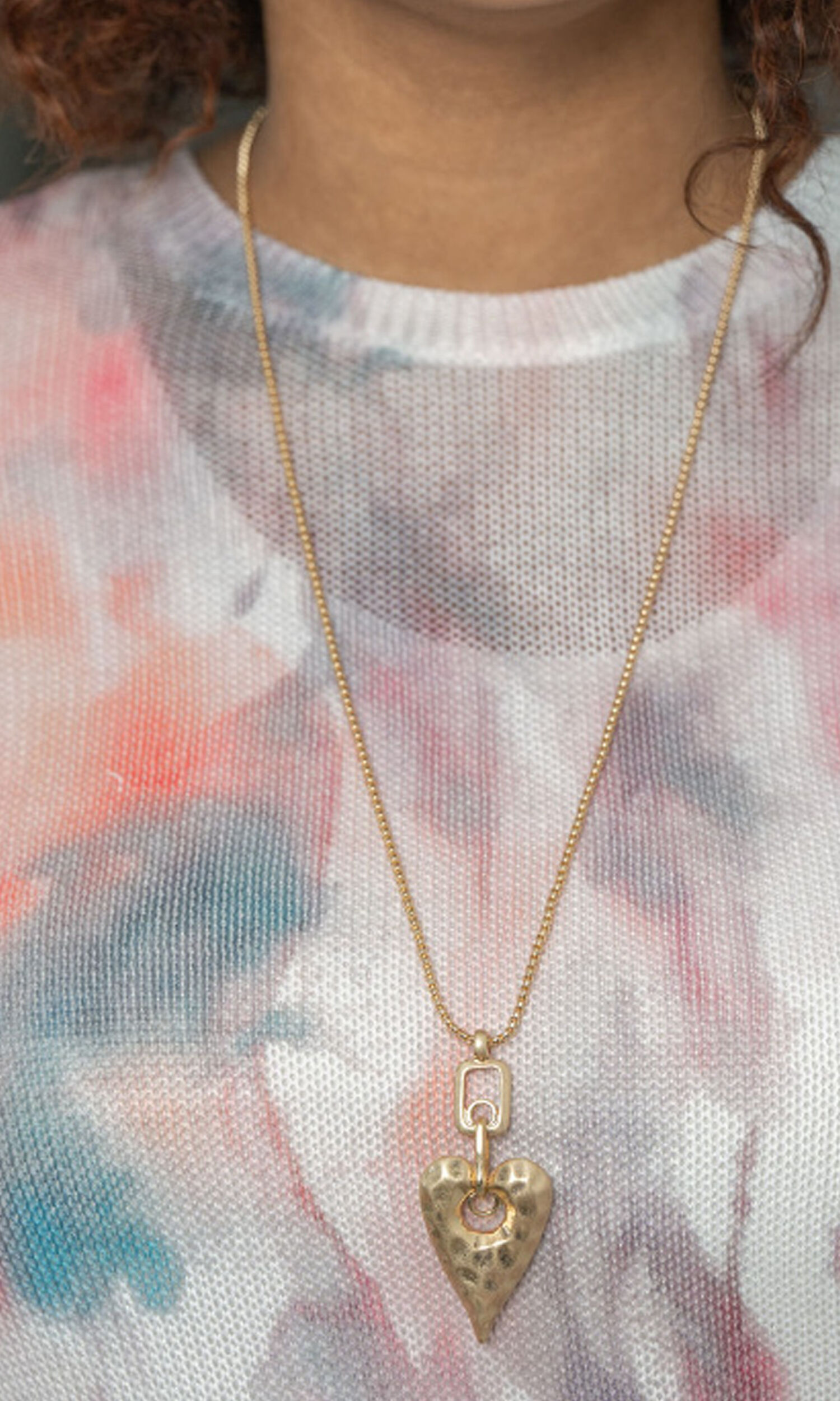 Hammered Heart Long Necklace Set Image 1