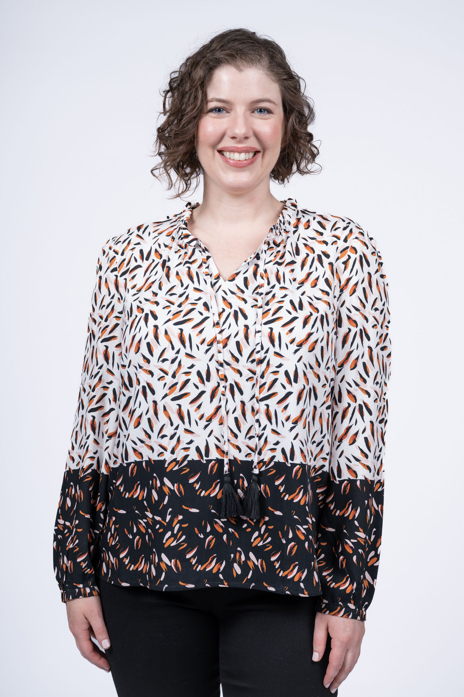 Long Sleeve Neck-Tie Blouse  Image 1