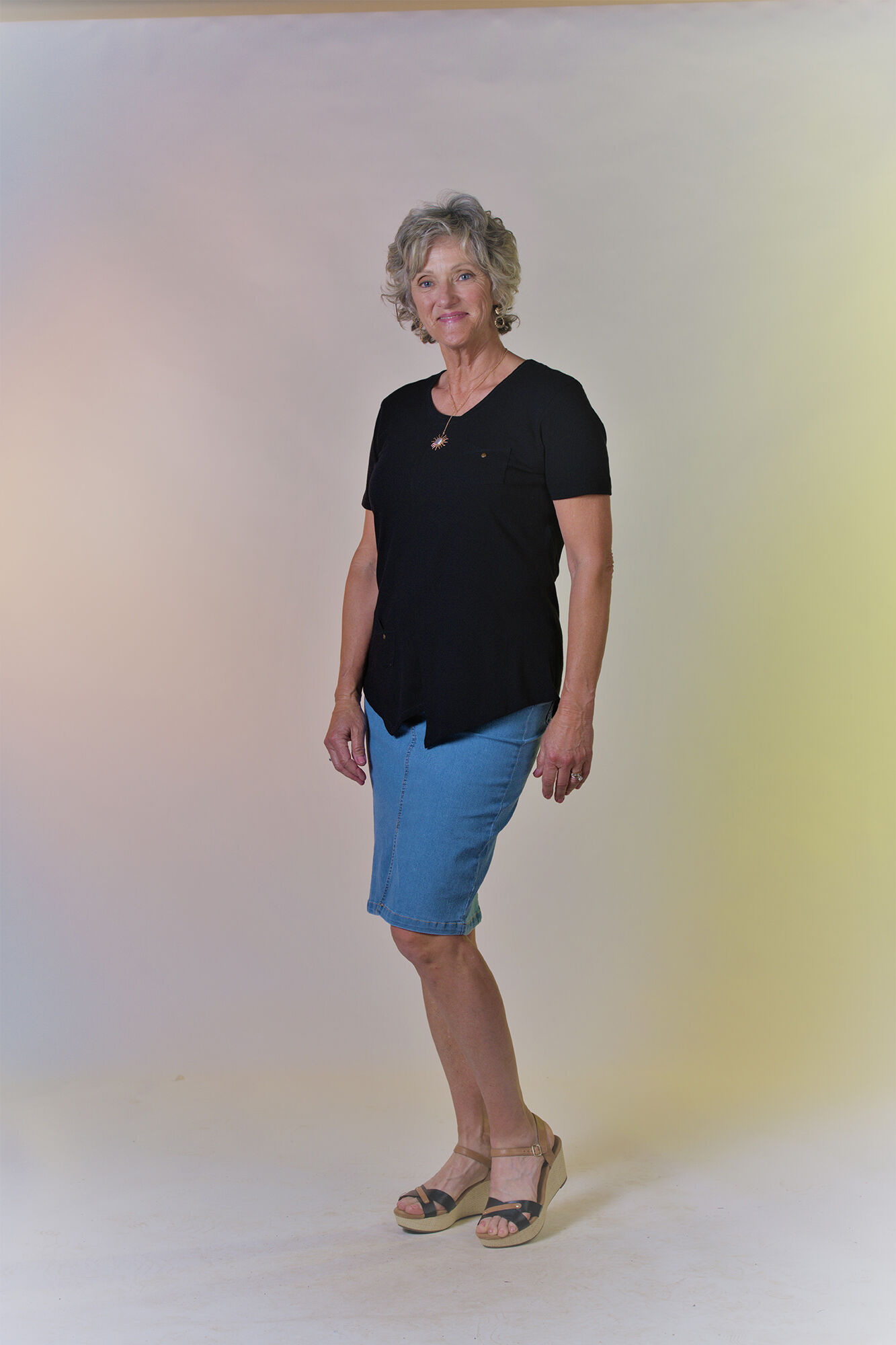 Kaffe Atalin Denim Skirt Midi Length Image 1