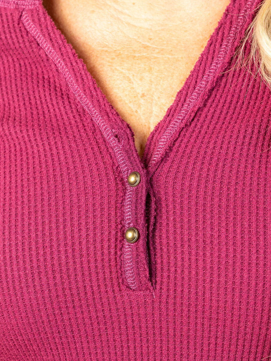 Waffle Knit Long Sleeve Top