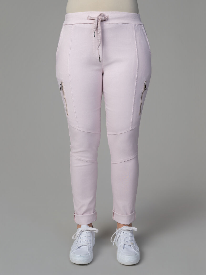 Straight Leg Pull-On Pants With Lurex Drawstrings